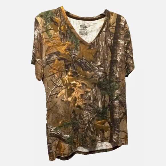 Camouflage T-Shirt Size XL Mossy Oak Realtree V-Neck Women's Short Sleeve - Picture 9 of 13